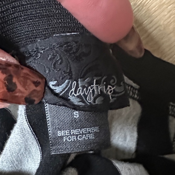 Daytrip Asymmetrical Black and Gray Striped Skirt - Picture 2 of 2